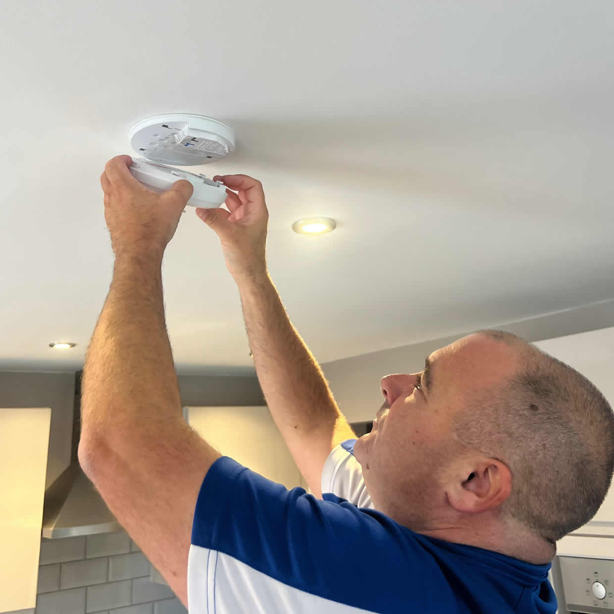 Different types of smoke and heat alarms installed in Atherton